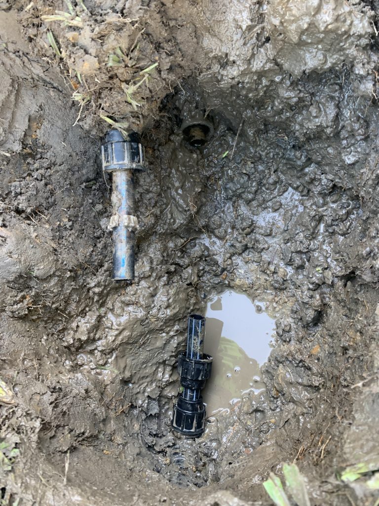 before and after burst pipe broken